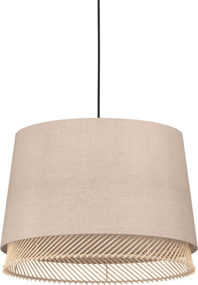 Lampe à suspension Eglo tabley - e27 - ø 38 cm - naturel|marron|noir - textile