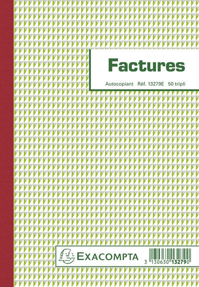 Factures Exacompta, pi 21 x 14,8 cm, tripli, français