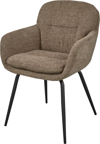 Chaise de salle à manger Woood runa - tissu chenille - sable foncé - 82x57x59 cm