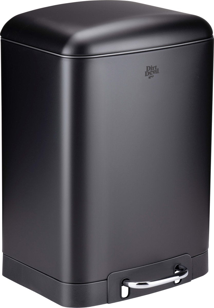 Poubelle à pédale Dirt Devil 12 litres - Poubelle de salle de bain - Acier inoxydable - Noir