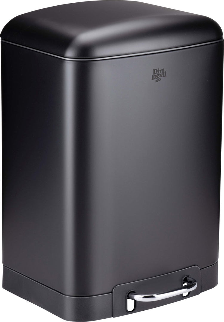 Poubelle à pédale Dirt Devil 12 litres - Poubelle de salle de bain - Acier inoxydable - Noir