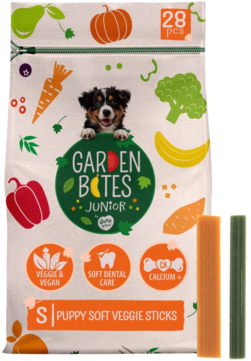 Garden Bites duvoplus - bâtonnets de légumes doux snacks pour chiens - friandises pour chiens - végétarien sans gluten - chiot petit 28pcs