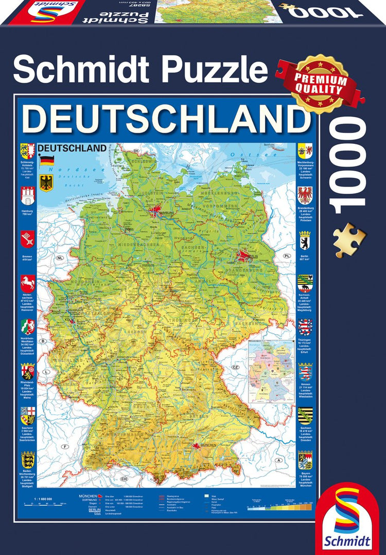 Schmidt - puzzle - carte de l'Allemagne - 1000 pièces - adultes - à partir de 12 ans