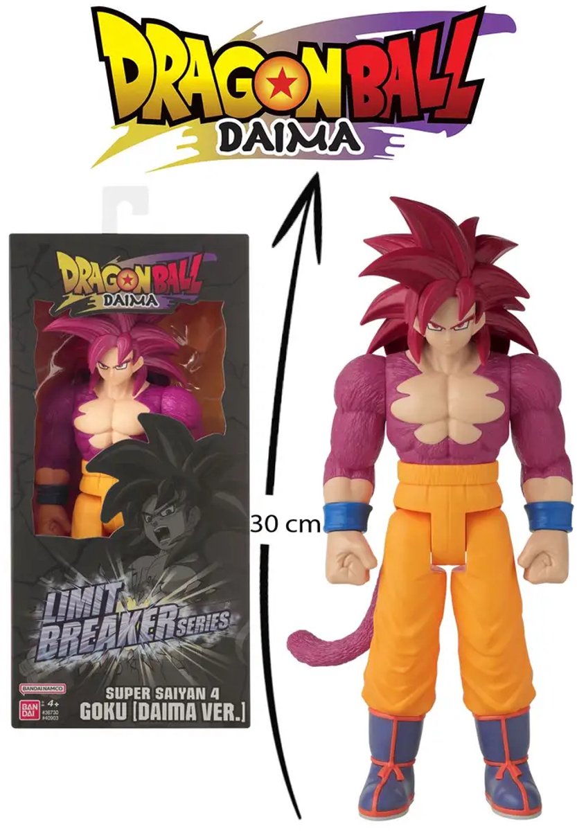 Bandai - dragon ball daima super saiyan 4 goku - figurine limit breaker 30 cm goku ssj4 - dragon ball daima sous licence officielle - grande idée cadeau figurine - jouets enfants 4+ - 40903