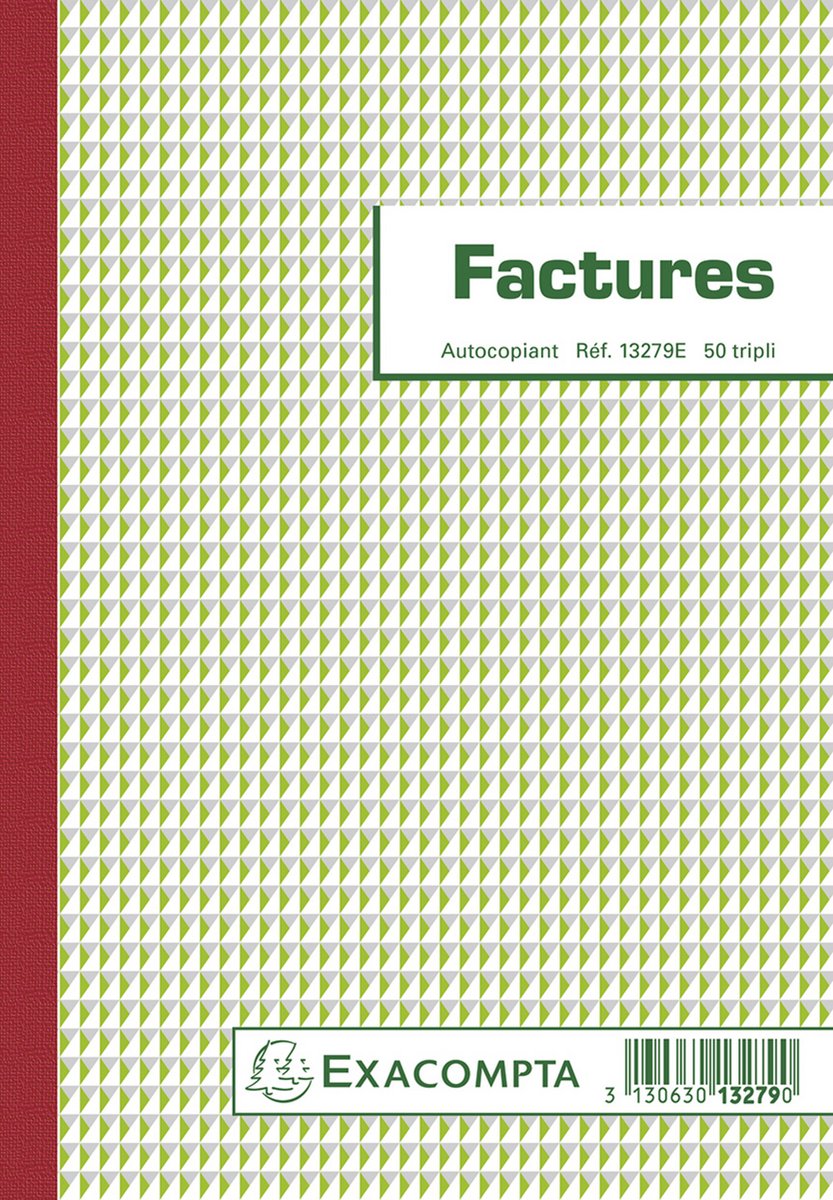 Factures Exacompta, pi 21 x 14,8 cm, tripli, français