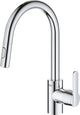 Robinet de cuisine Grohe get - bec haut - plage de pivotement à 360° - avec douchette extractible et 2 types de jet - chrome