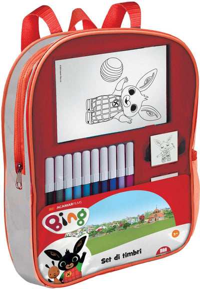 Sac à dos multiprint avec timbres et stylos en feutre