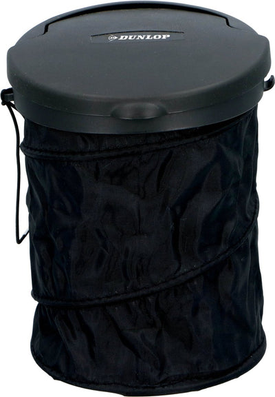 Poubelle de voiture Dunlop - pliable - ø 16 cm - avec couvercle - pour le tableau de bord ou au sol