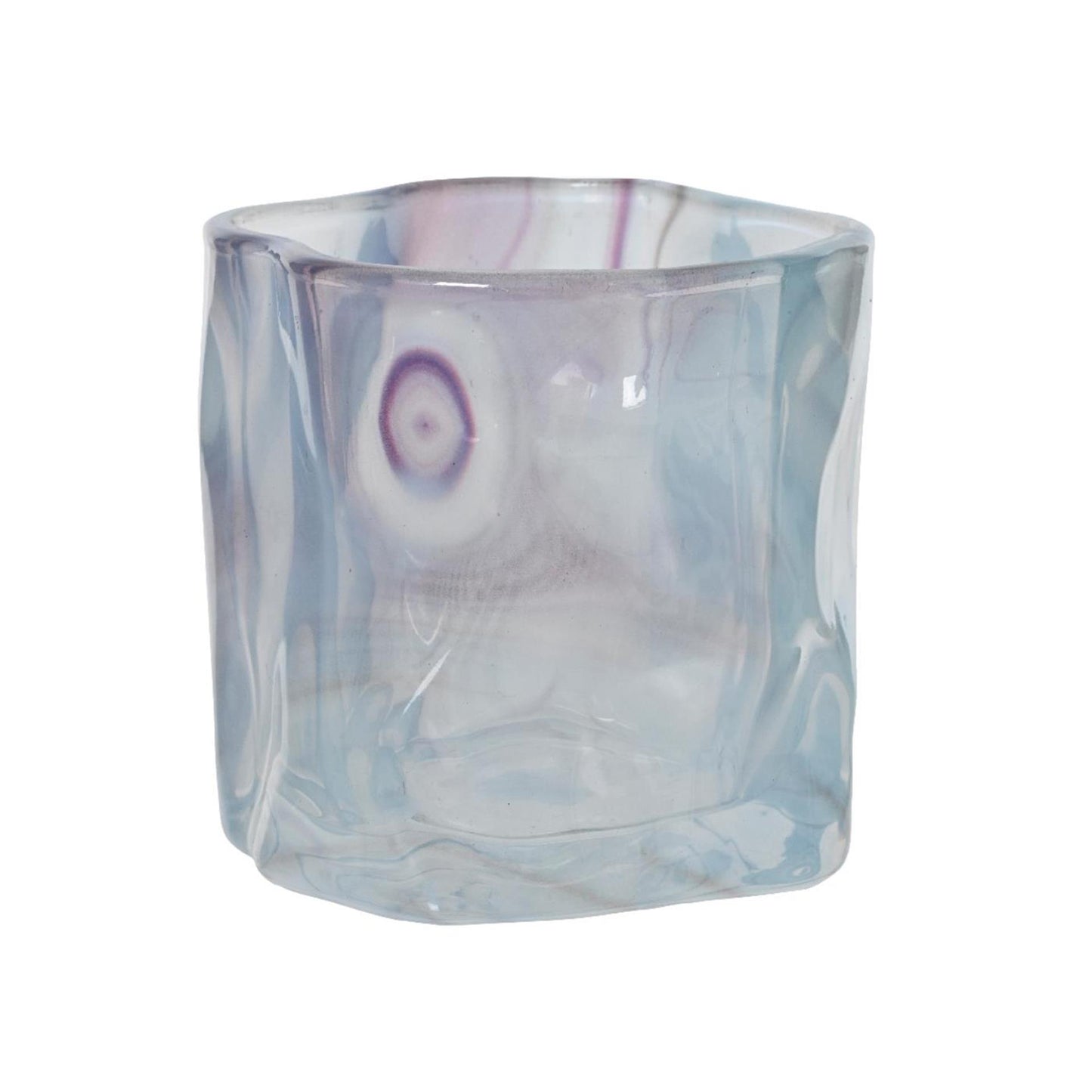 Decoris photophore verre h8cm bleu