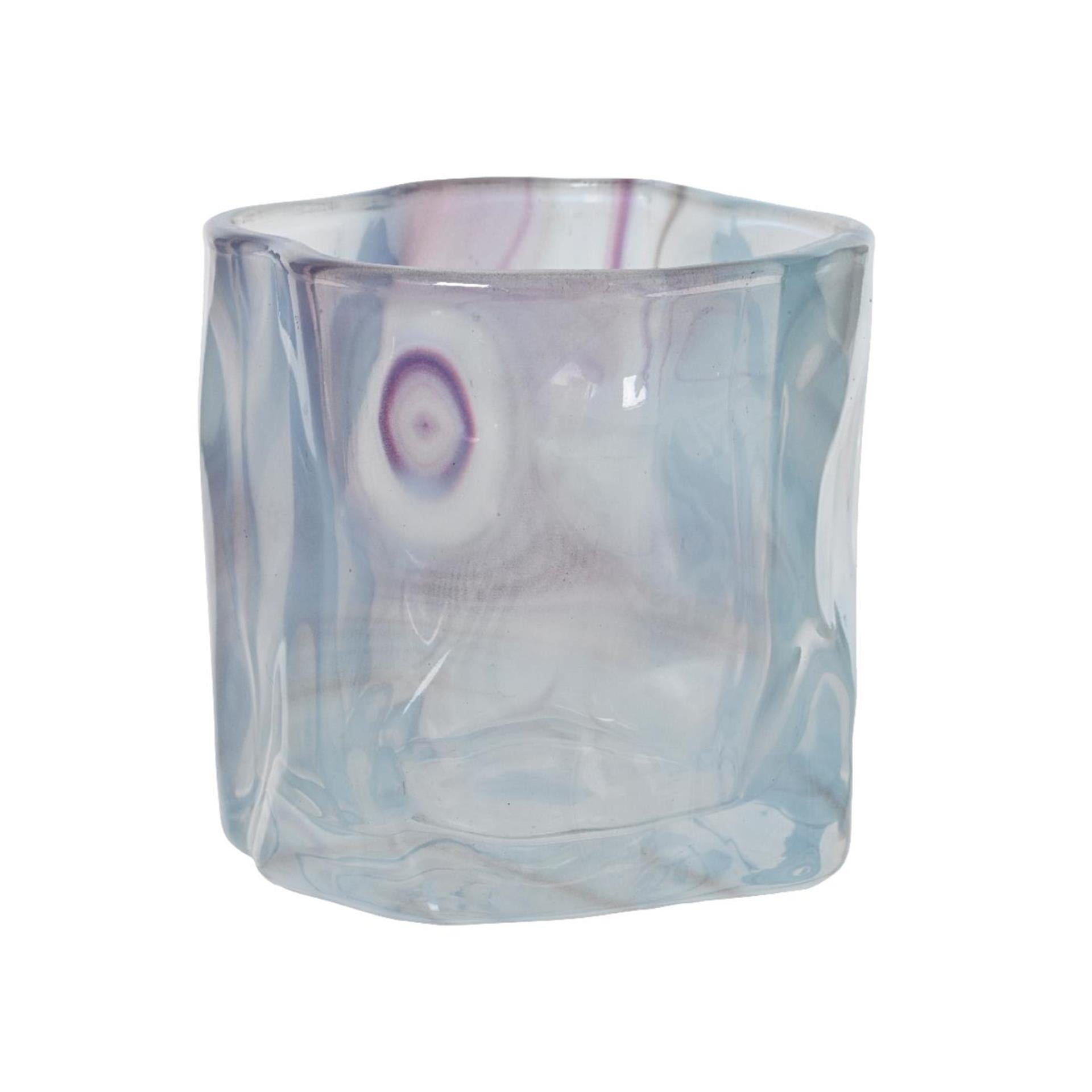 Decoris photophore verre h8cm bleu