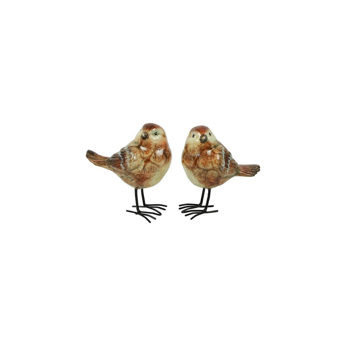 Country field country field statue oiseau sur pattes jip faïence marron 10.5x6.5x11.5cm 2 assortis