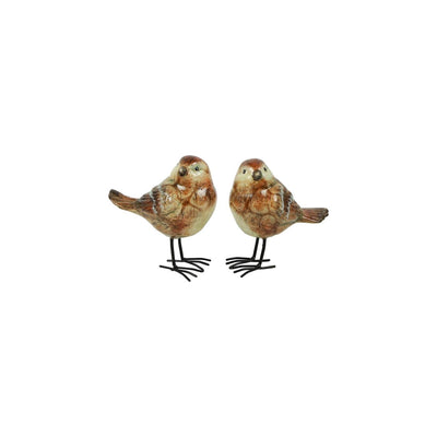 Country field country field statue oiseau sur pattes jip faïence marron 10.5x6.5x11.5cm 2 assortis