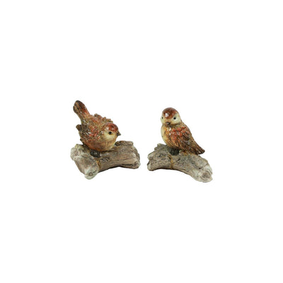 Country field country field statue oiseau tronc d'arbre jens marron 8.5x8.5x8.5cm 2 assortis