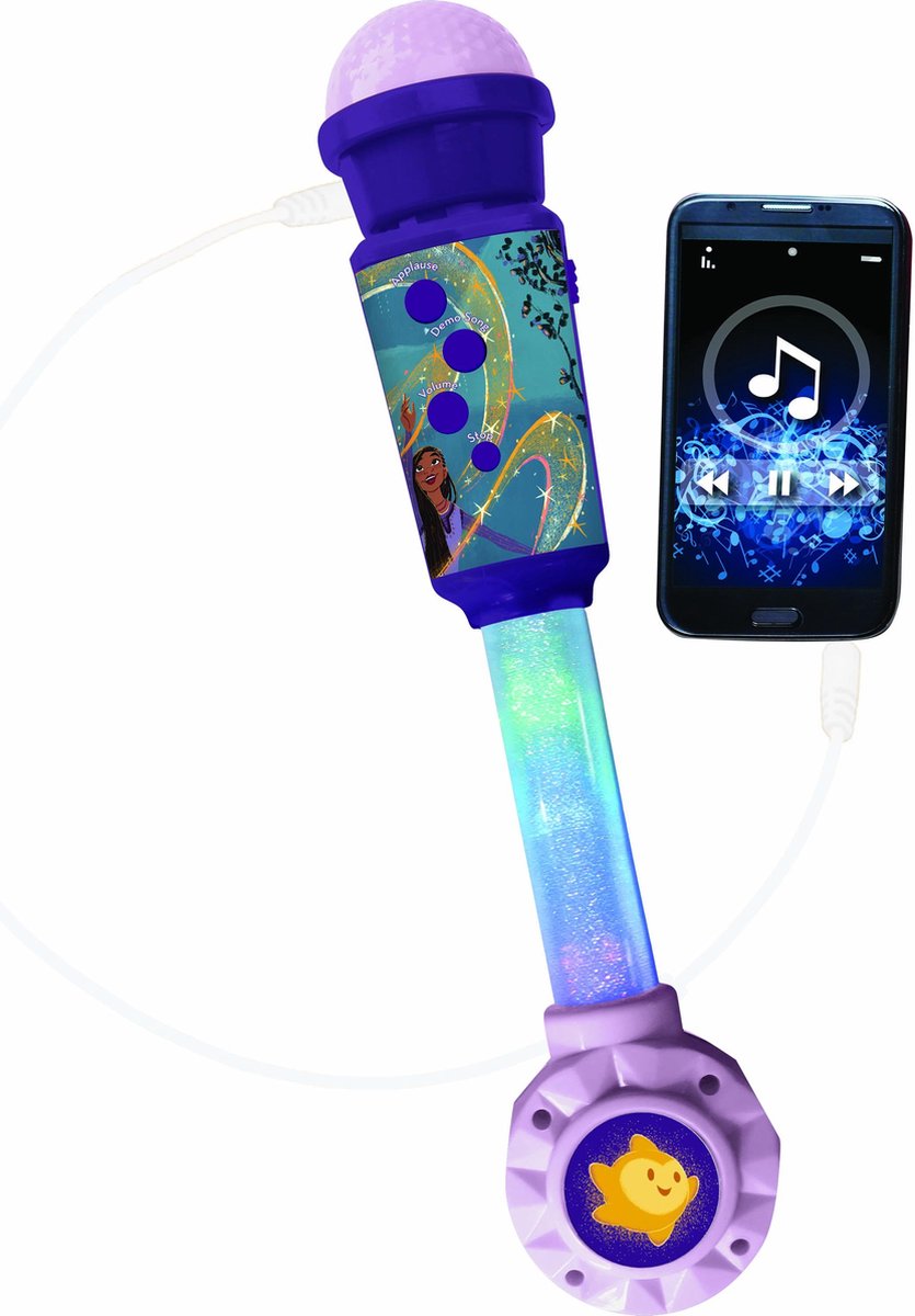 Lexibook wish microphone avec tube lumineux, haut-parleur (entrée auxiliaire), mélodies et effets sonores