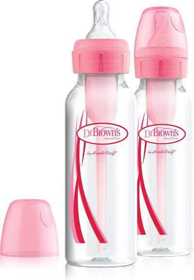 Dr. brown's options+ biberon anti-colique - biberon à col étroit - 250ml - rose - 2 pièces