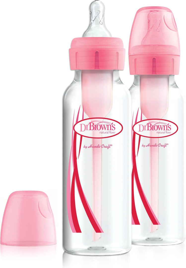 Dr. brown's options+ biberon anti-colique - biberon à col étroit - 250ml - rose - 2 pièces