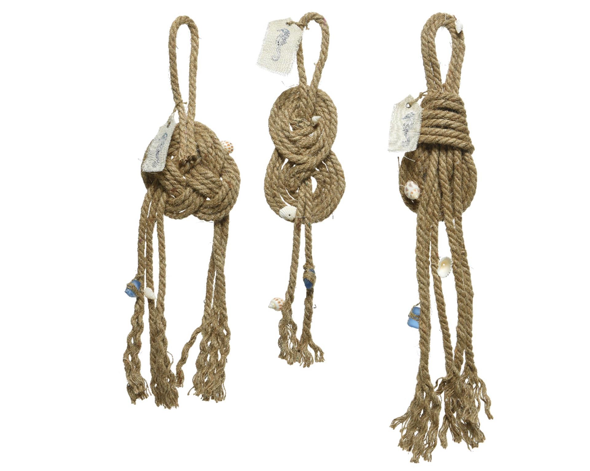 Corde de jute noeud Decoris avec coque 3x10x50cm