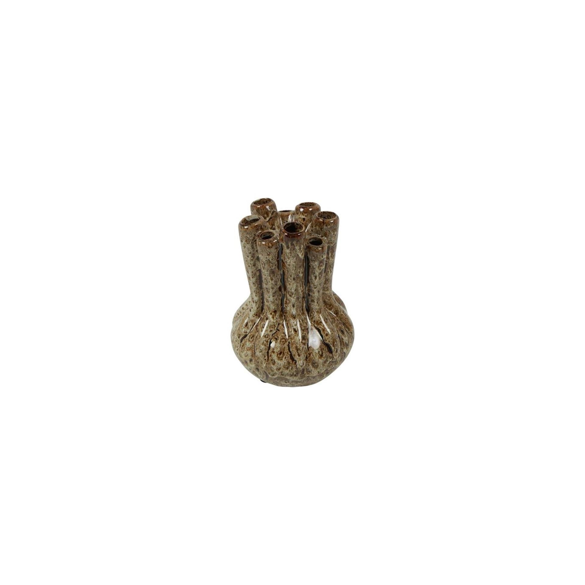 Country field country field vase ballas tulipe marron crème faïence ø14x20cm