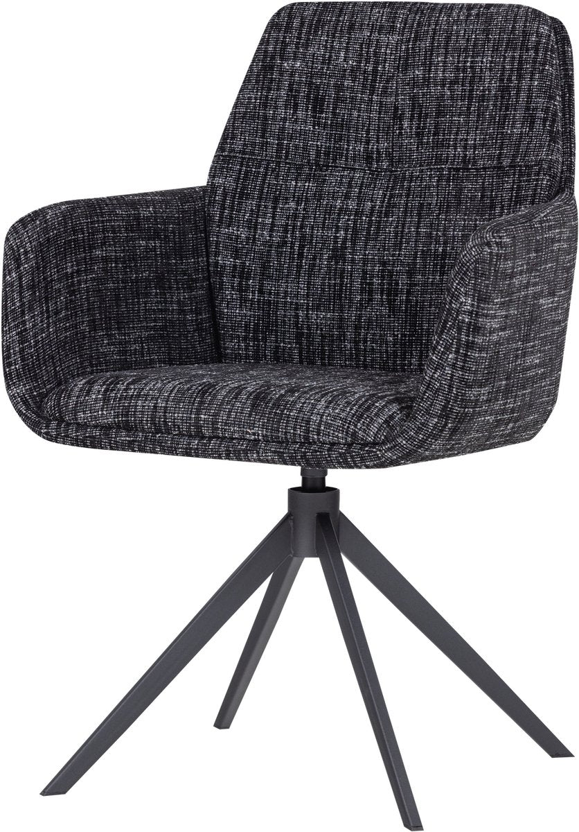 Chaise de salle à manger Woood Grant avec accoudoirs - mélange - noir - 88x61x63