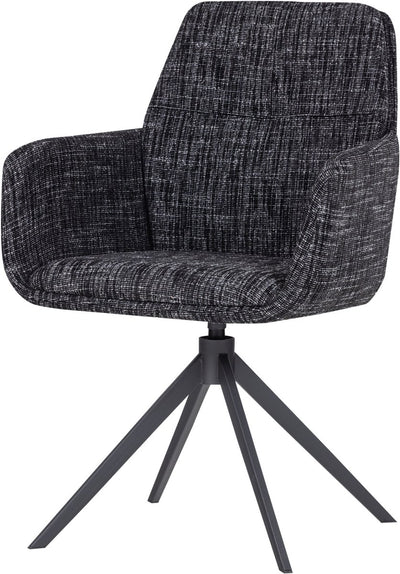 Chaise de salle à manger Woood Grant avec accoudoirs - mélange - noir - 88x61x63