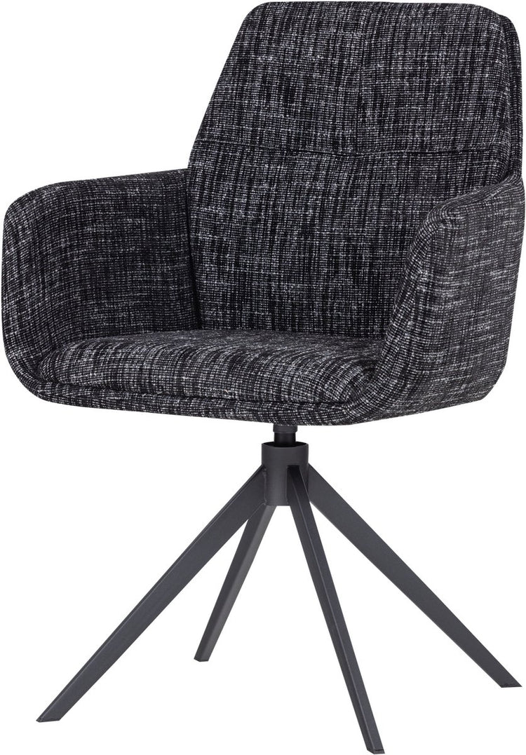 Chaise de salle à manger Woood Grant avec accoudoirs - mélange - noir - 88x61x63