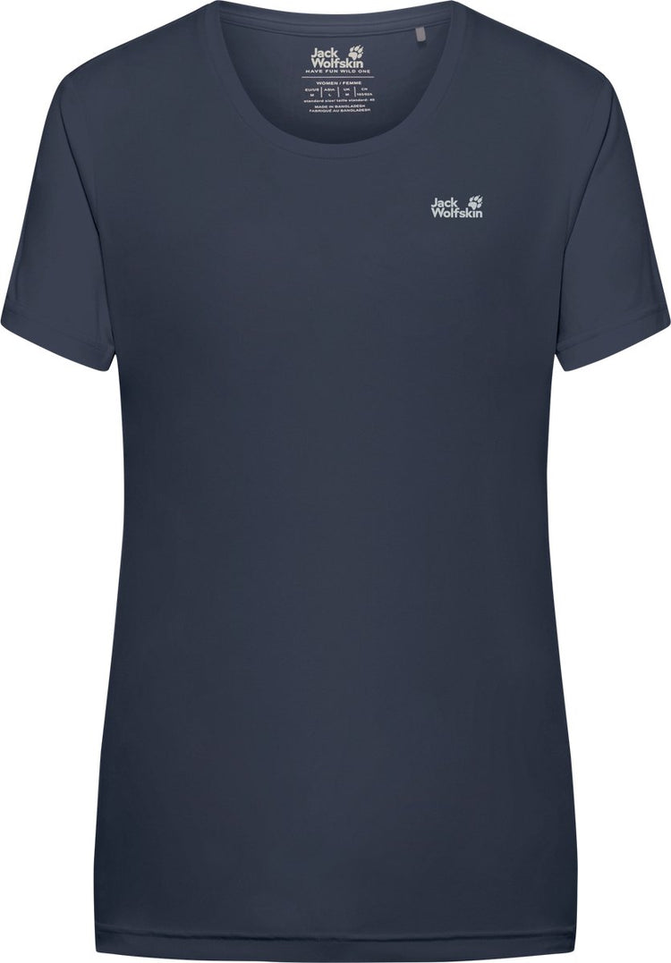 Jack wolfskin tech t-shirt femme - manches courtes femme - ciel de minuit