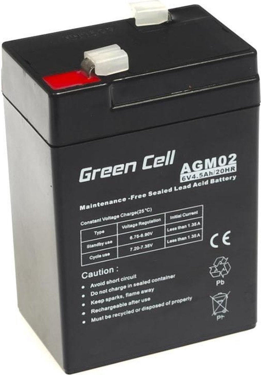 Batterie verte 6v 4,5ah (4,6 mm) 4500 mah vrla agm