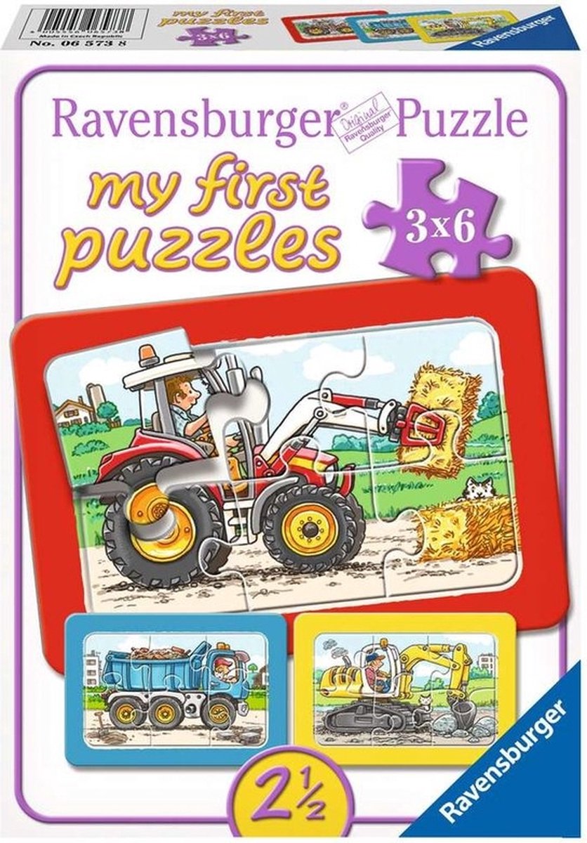 Ravensburger - Tracteur d'excavatrice et voiture de basculement 3x6 pièces