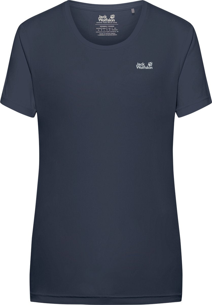 Jack wolfskin tech t-shirt femme - manches courtes femme - ciel de minuit