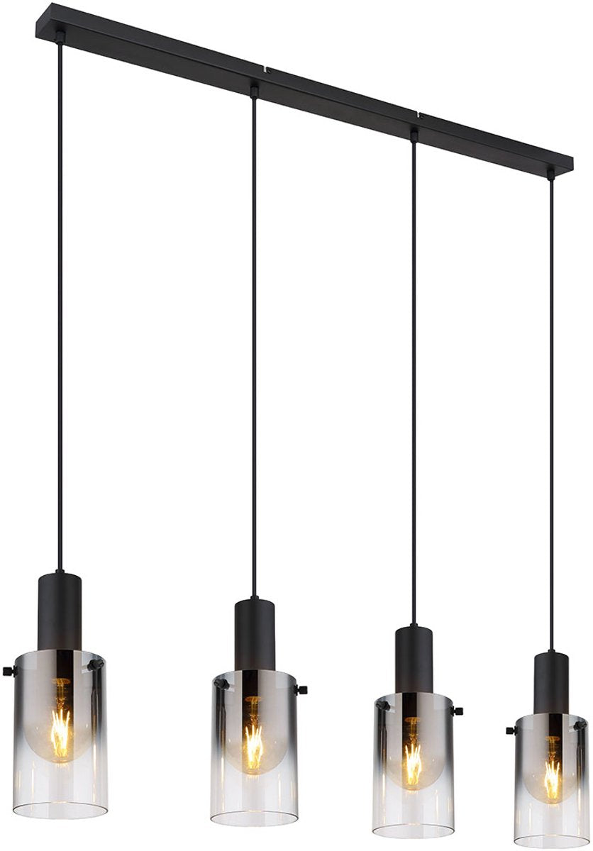 Globo - lampe suspendue - florentina - noir - verre - grande lampe de table à manger - e27 - 15907-4h