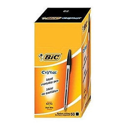 Bic boîte 50 stylos cristal noir
