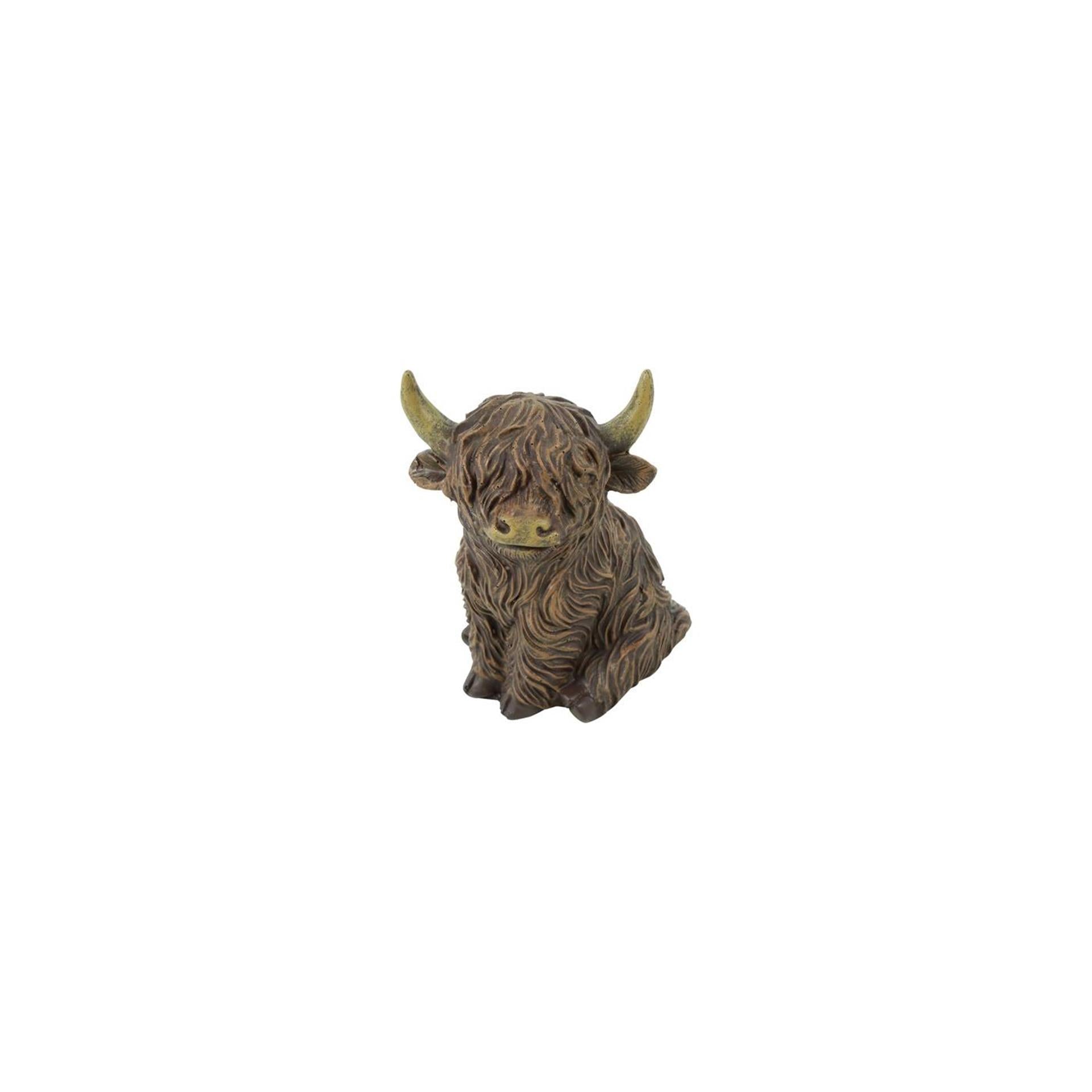 Champ de campagne statue de champ de campagne Highlander écossais marcheur assis marron polystone 8,5x6,5x10,5cm