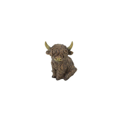 Champ de campagne statue de champ de campagne Highlander écossais marcheur assis marron polystone 8,5x6,5x10,5cm