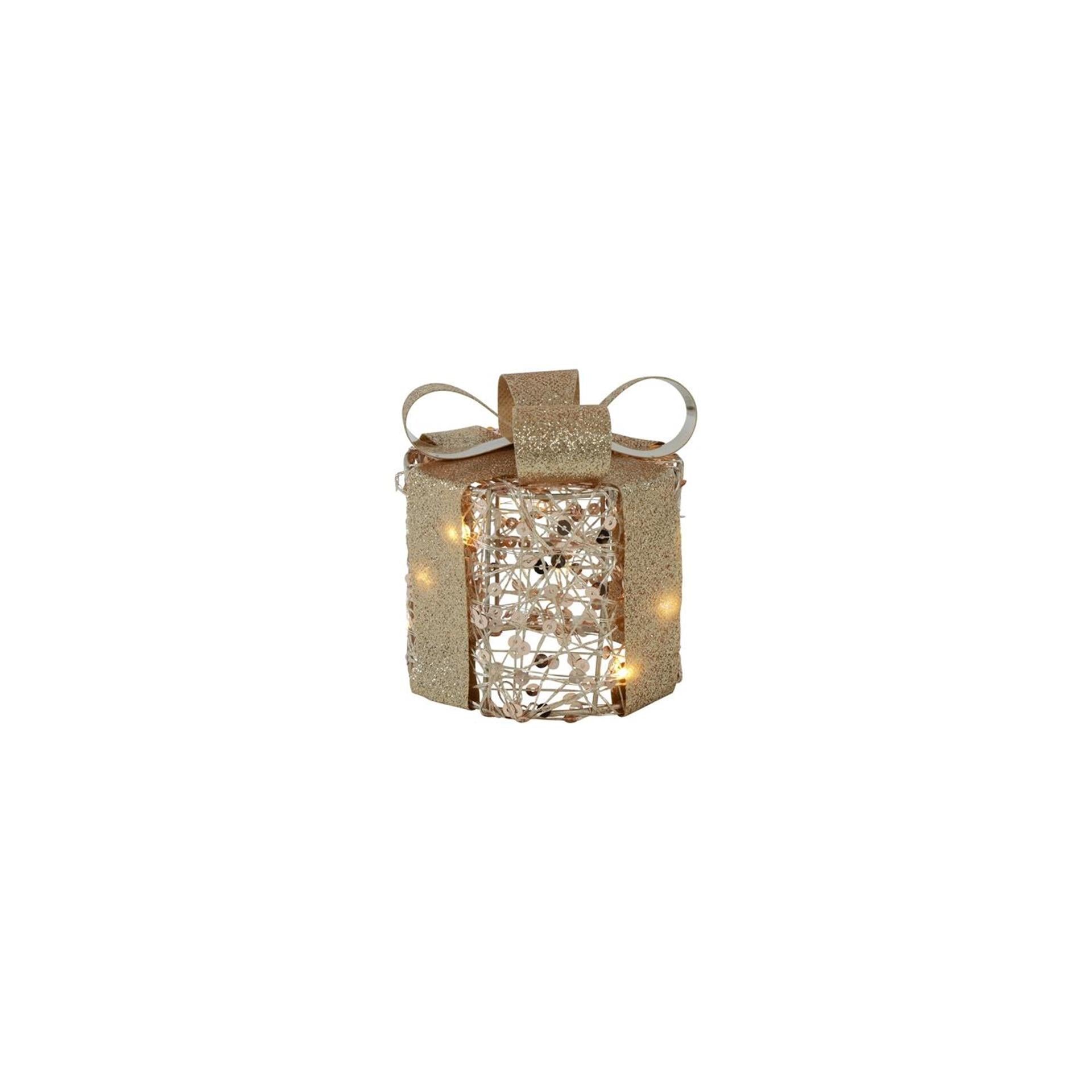 Country field country field Cadeau de Noël avec 10 lumières LED Pippa métal doré ø10x11cm avec minuterie, 2xaa