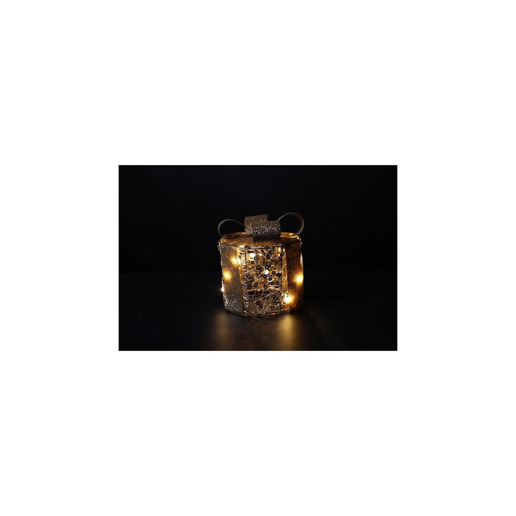 Country field country field Cadeau de Noël avec 10 lumières LED Pippa métal doré ø10x11cm avec minuterie, 2xaa