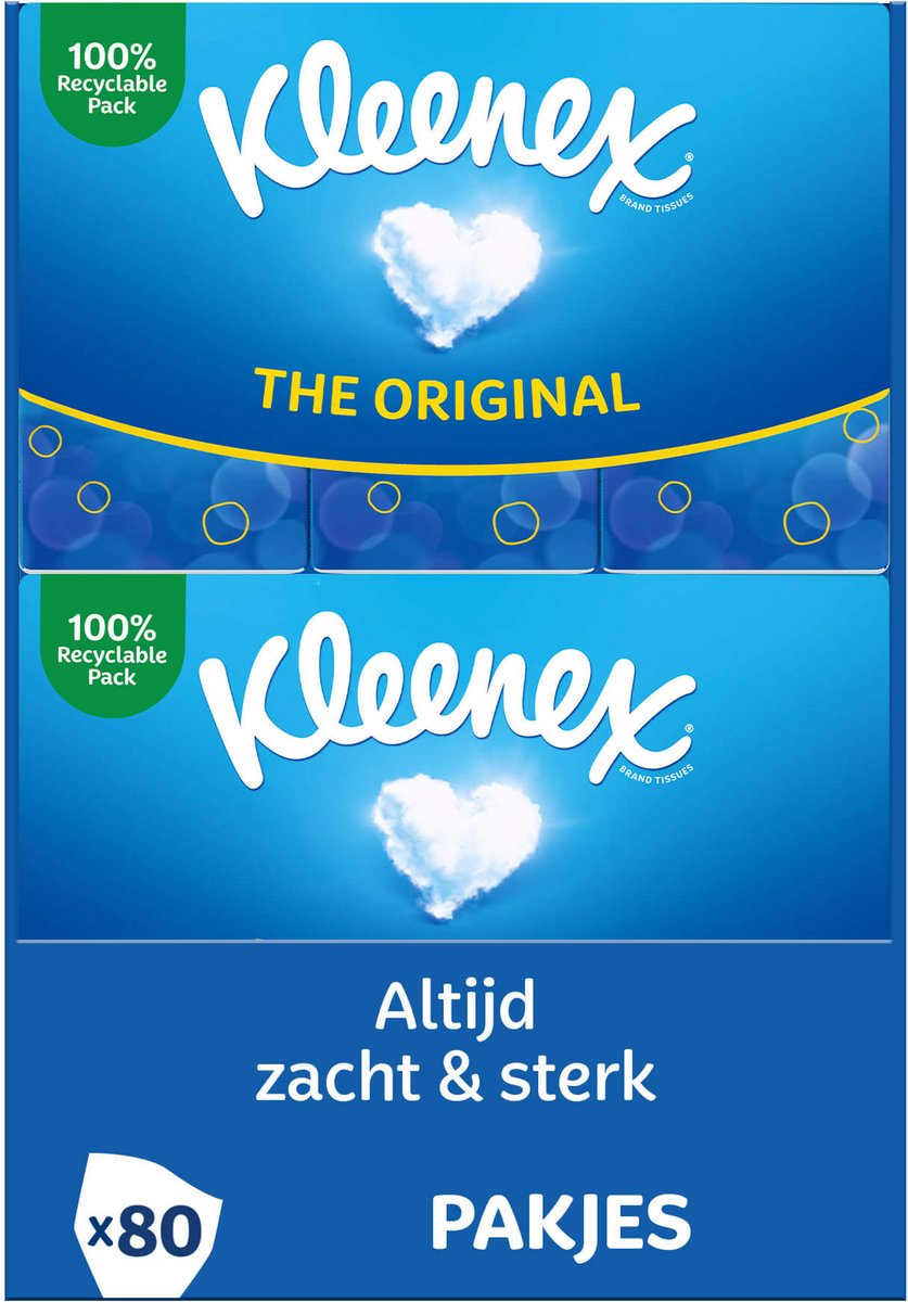 Mouchoirs Kleenex - original - boîte économique - 8 paquets x 10 pièces - 80 mouchoirs