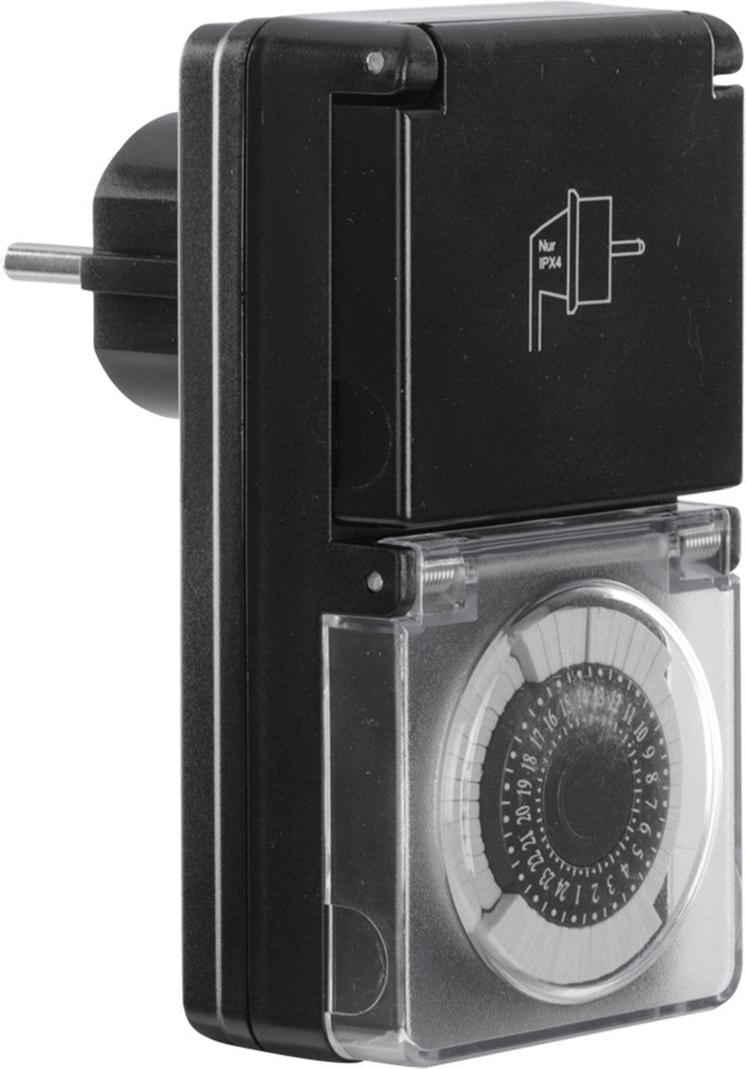 Horloge Q-link - mise à la terre - ip44 - pilote fixe - 30 minutes - noir