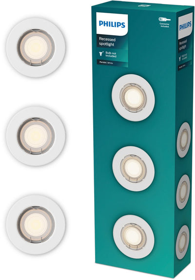 Philips LED Spot encastrable Philips Peridot - raccord gu10 - blanc - rond - tête fixe - pack de 3