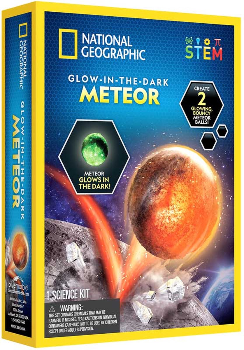 Kit scientifique des météores qui brillent dans le noir de National Geographic - fabriquez 2 balles rebondissantes