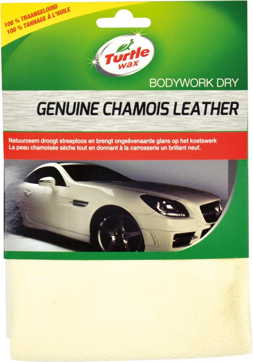 Cire de tortue cl peau de chamois naturelle véritable - pour un séchage sans traces - pour intérieur et extérieur de voiture, caravane ou bateau - haut pouvoir absorbant - 43x28cm