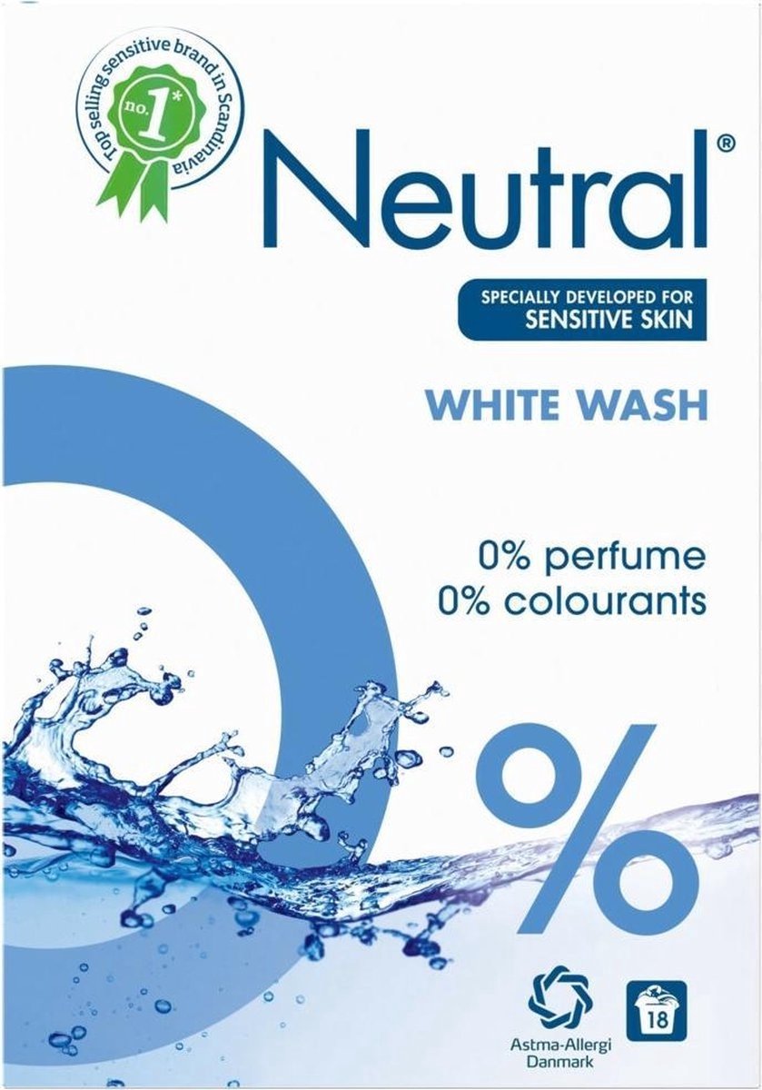 Blanc neutre sans parfum - 18 lavages - lessive en poudre