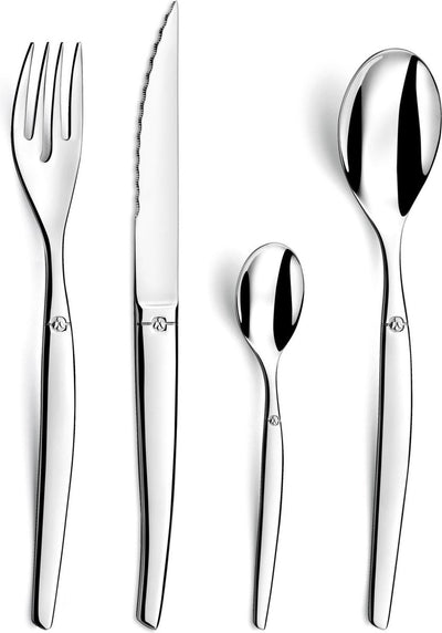 Lou laguiole - jais - set de couverts - 24 pièces - 6 personnes - poli - couleur argent