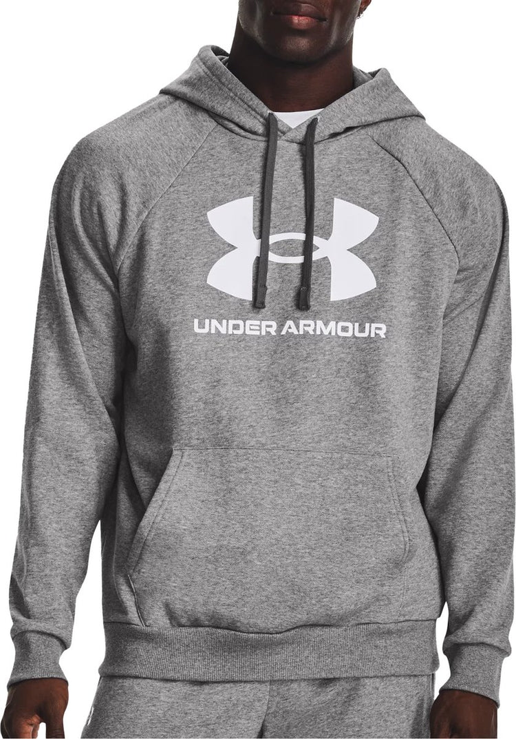 Under Armour UA Rival Fleece Logo HD-Gry Pull de sport pour hommes - Castlerock Light Heather - Blanc