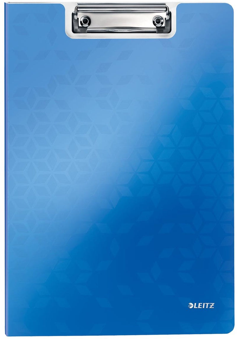 Porte-bloc Leitz wow en plastique a4 avec couvercle et pochette d'insertion - capacité jusqu'à 75 feuilles - bleu