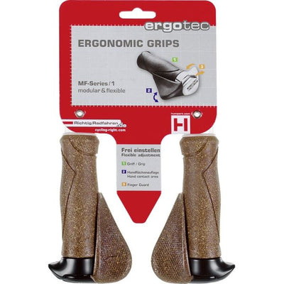 Poignée de vélo avec poignée ergonomique 130mm, Dura cork et aluminium, noir marron, 34mm d'épaisseur, 235g