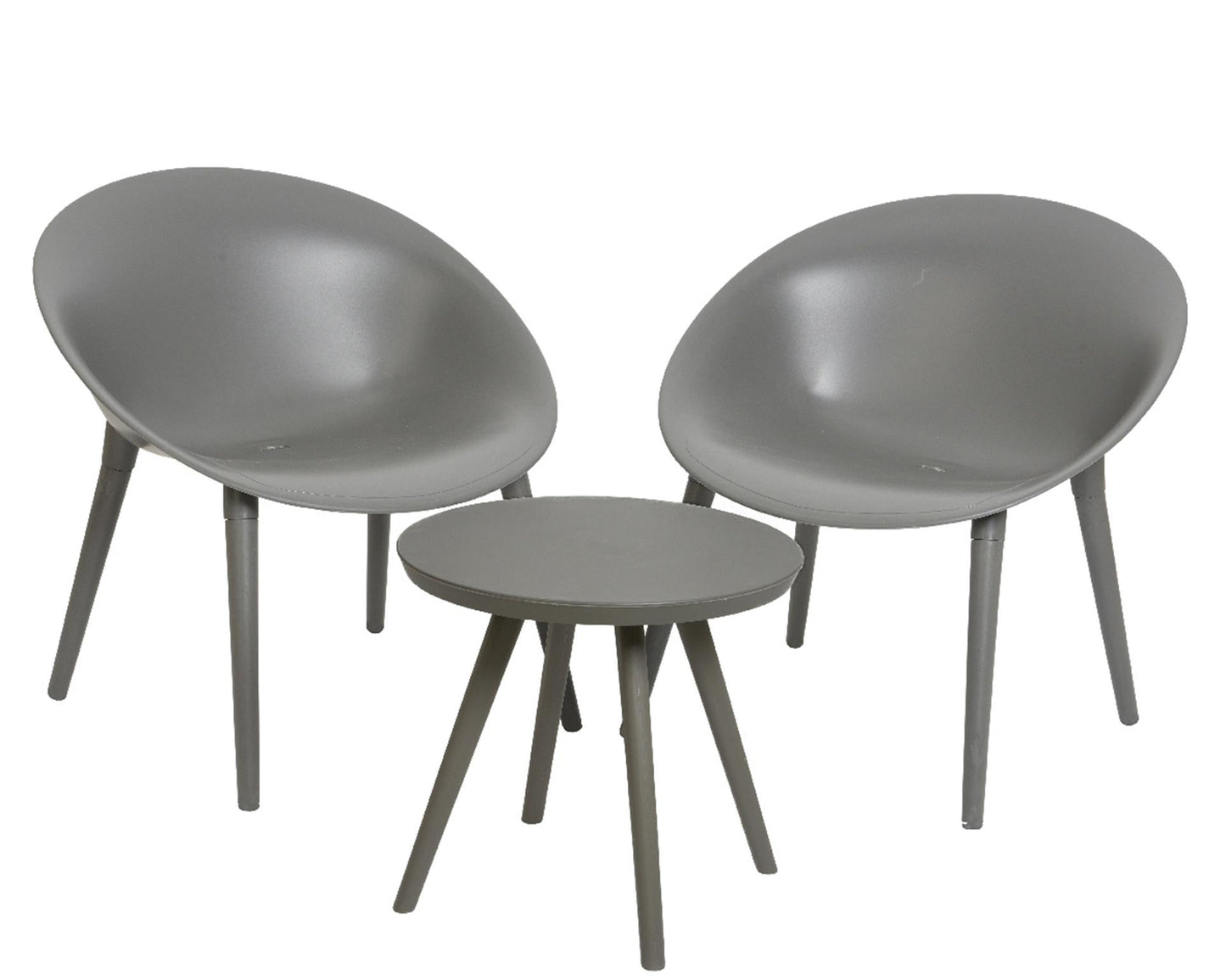 Ensemble de jardin Decoris Marbella en plastique anthracite. 2 chaises et 1 table.