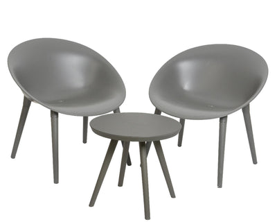 Ensemble de jardin Decoris Marbella en plastique anthracite. 2 chaises et 1 table.