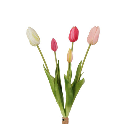 Roberts collection bouquet artificiel tulipes lisa mix rose 40cm