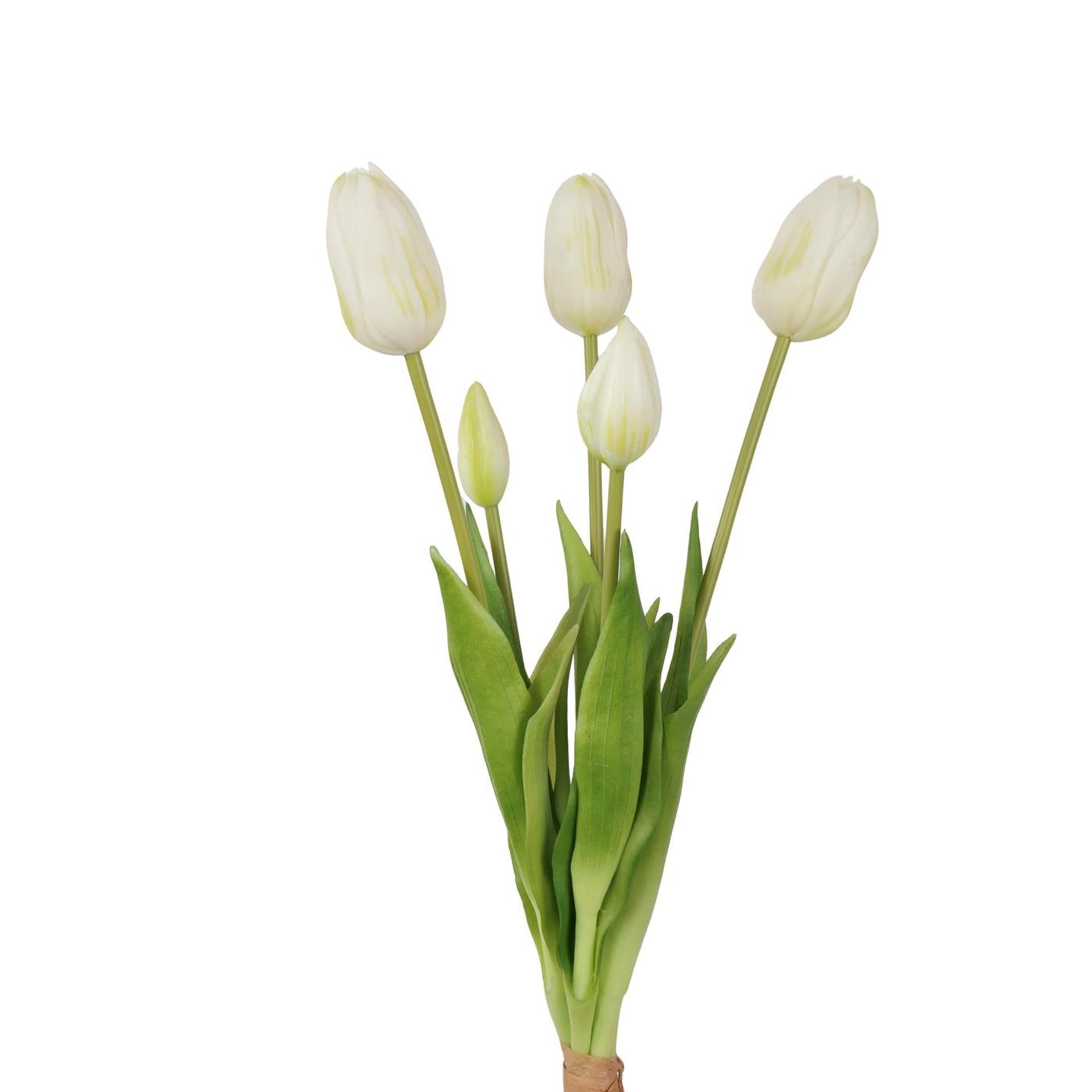 Roberts collection bouquet artificiel tulipes lisa blanc vert 40cm