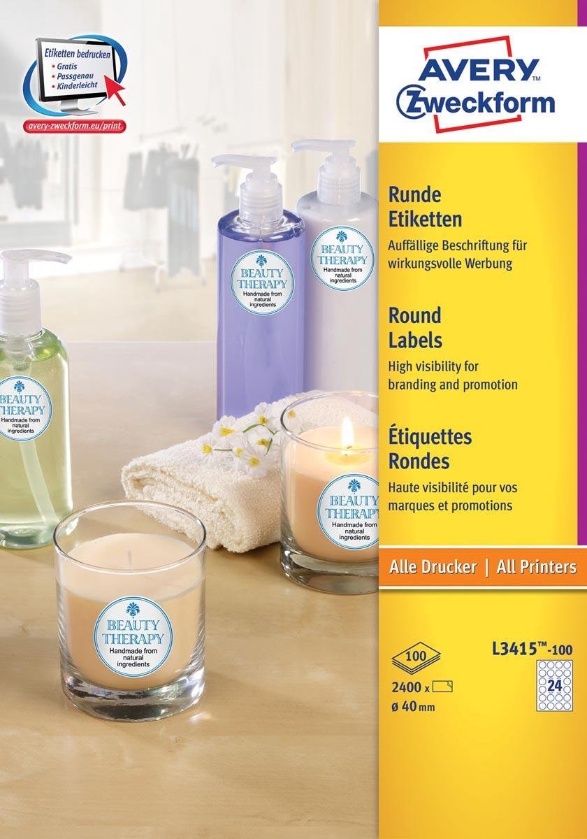 Avery étiquettes rondes diamètre 40 mm blanches 2.400 pièces